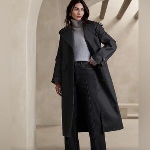 Banana Republic Sz XL The Timeless Black Trench Coat